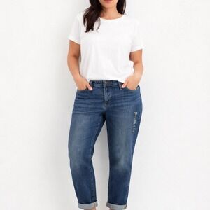 Gap Sexy Boyfriend Jeans Women 14/32 Medium Wash Cuffed NWT Relaxed